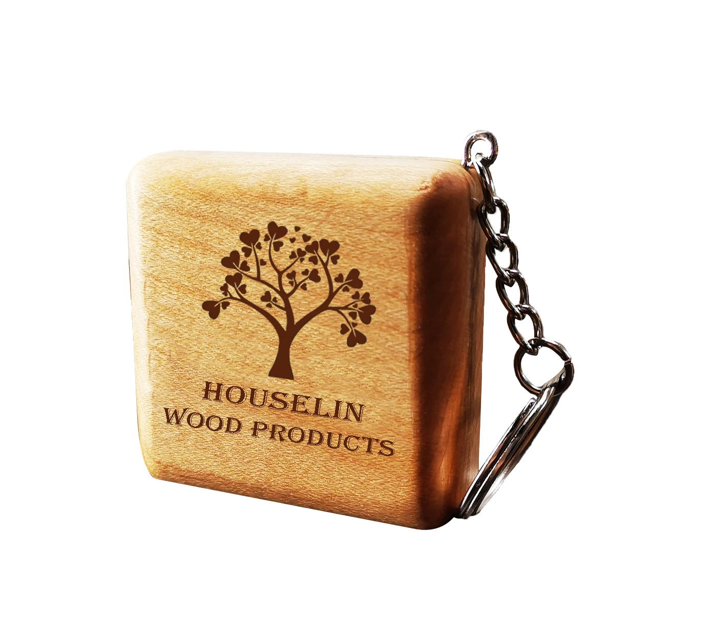 hot saltWholesale Brand Promotion Gifts Wood Tapeline Custom Logo Mini Wooden Round Square Measuring Tape with Key Chain Cheap