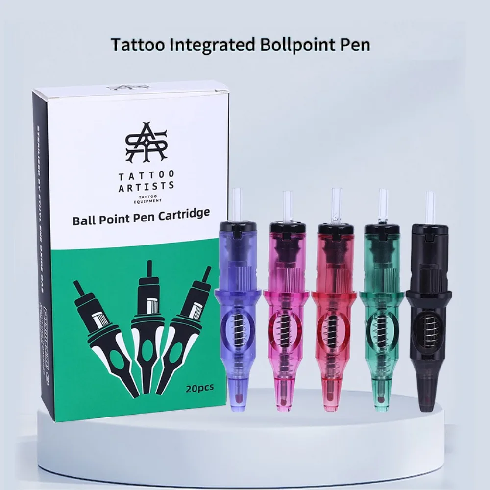 

20pcs Permanent Makeup Ballpoint Tattoo Cartridge Pen 5 Colors Practice Needles Pen TattooTool Tattoo Beginner Designer Drawing