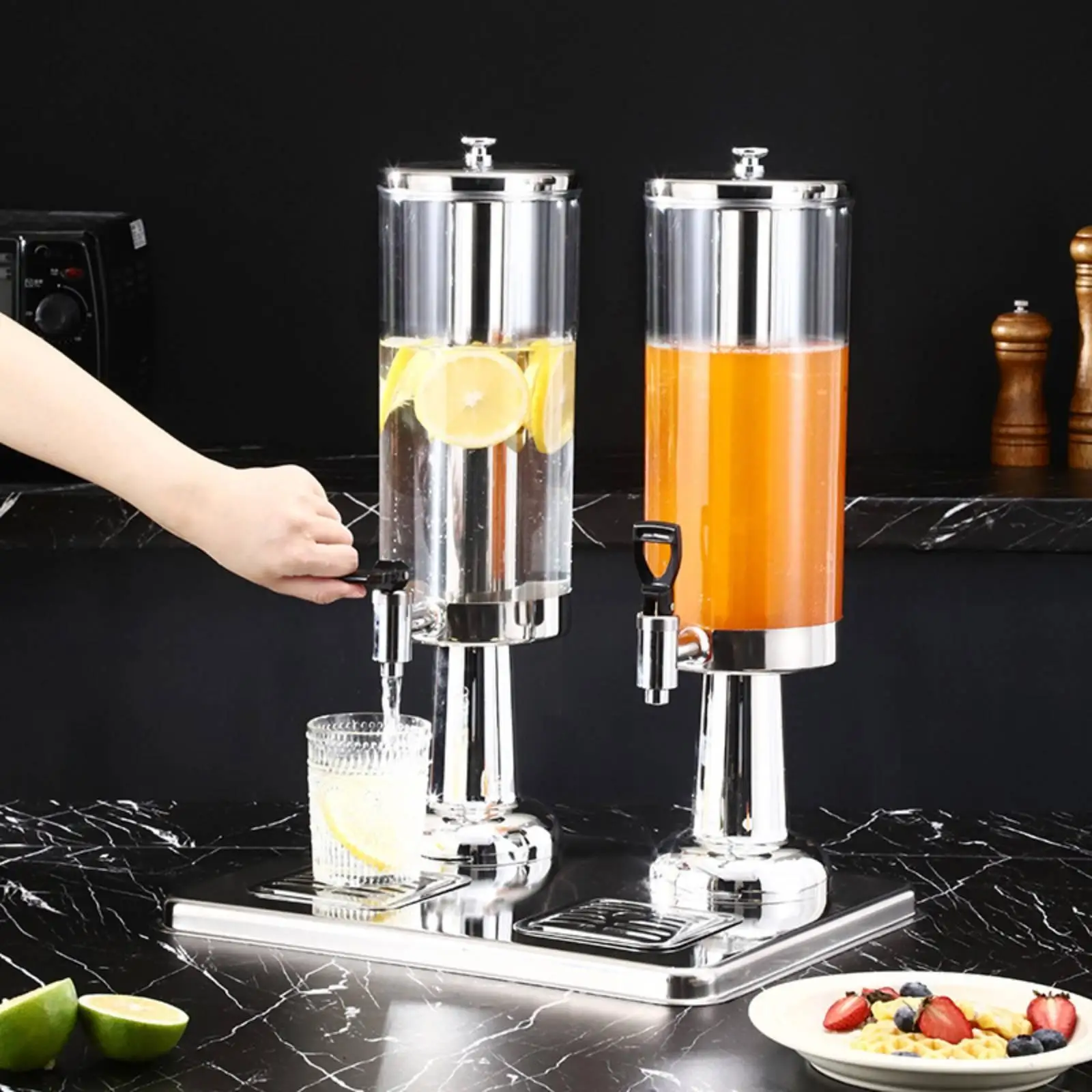 6L Juice Dispenser Stainless Steel Commercial Beverage Container with Spigot for Catering Events Breakfast Service