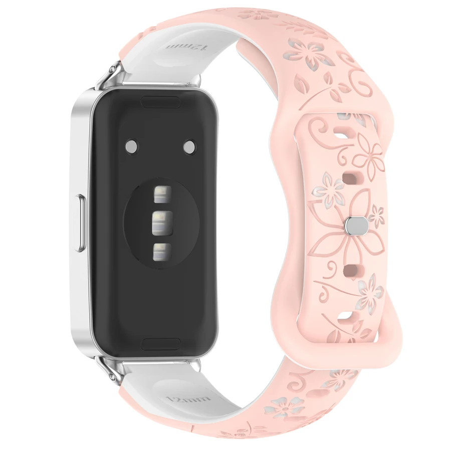 Siliconen Bandjes Voor Huawei Band 11 11Pro Smartwatch Accessoires Gegraveerde Bloemen Sport Armband Correa Voor Huawei Band 11 Pro