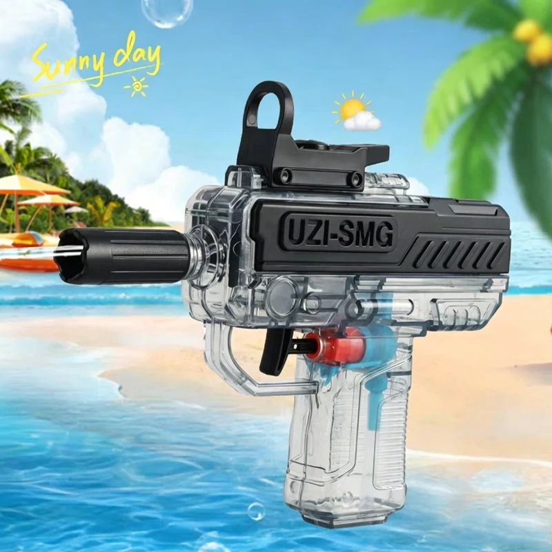 Mini UZI Water Gun Manual Squirt Toy with Detachable Scope Outdoor Pool Beach Water Blaster Toy for Kids Adults Water Fight Gift view 3
