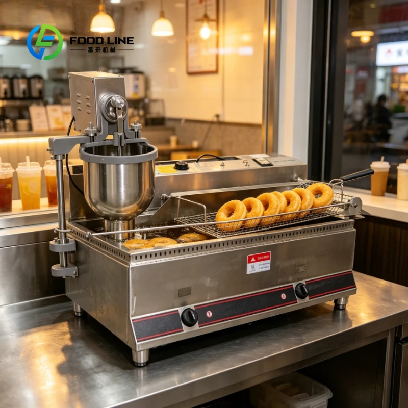 Customized   Stainless Steel Desktop Fully Automatic Donut Machine with Long Constant Temp Frying Tank & Auto Conveying Rack
