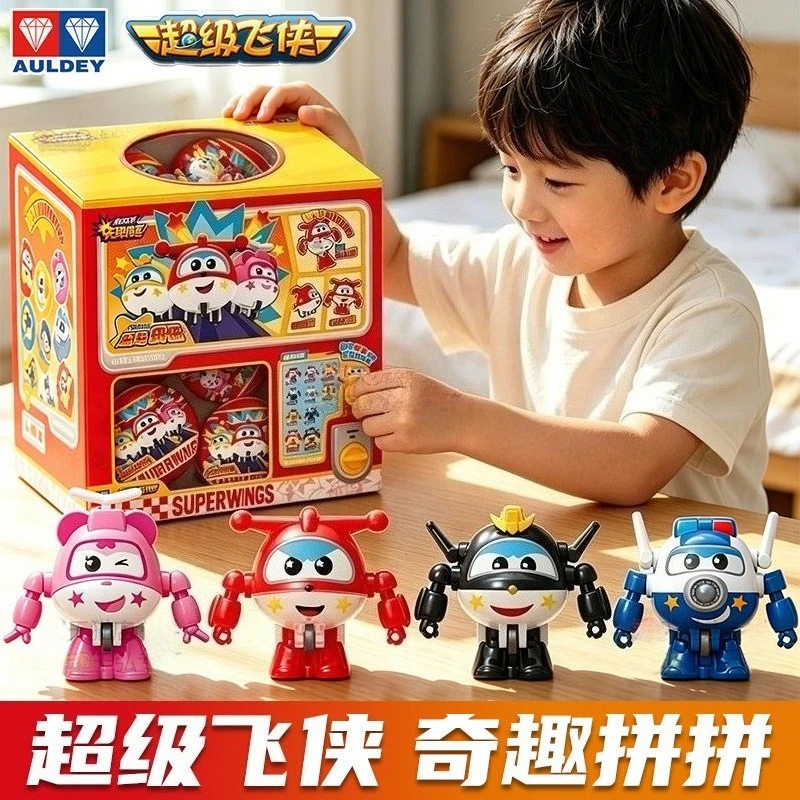 

New Jett Toys Genuine AULDEY Super Wings Dual Form Assemble Capsule Blind Box Golden Boy Dizzy Donnie Mini Pocket Figure Gifts