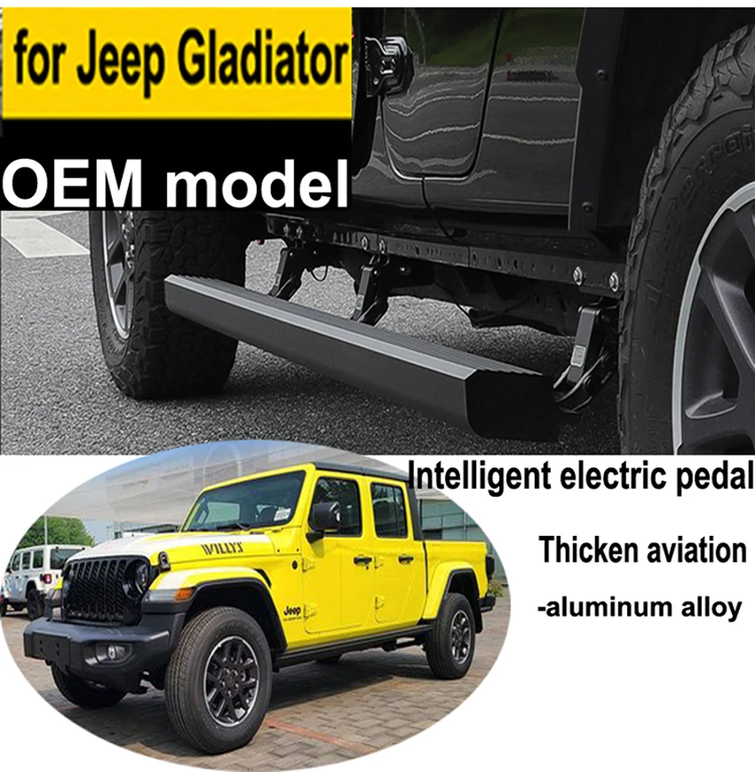 Newest side step running board side pedal for Jeep Gladiator 2017-2024,Intelligent&scalable padel,thicken aluminum durable motor