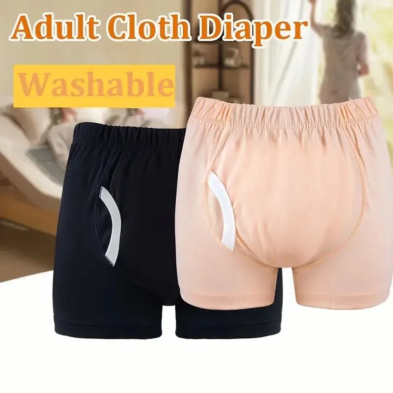 

Adult Diaper Men's Washable Incontinence Shorts Open Underwear Adult Patient Reusable Breathable Pant Diaper for Elderly