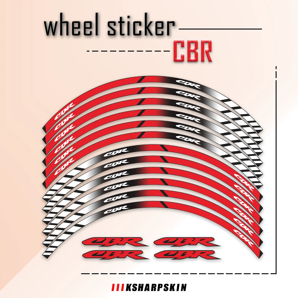 

17 дюймовые мотоциклетные наклейки, наклейка на колесо, передняя зеркальная Водонепроницаемая наклейка для HONDA CBR CBR250R CBR650F CBR300R