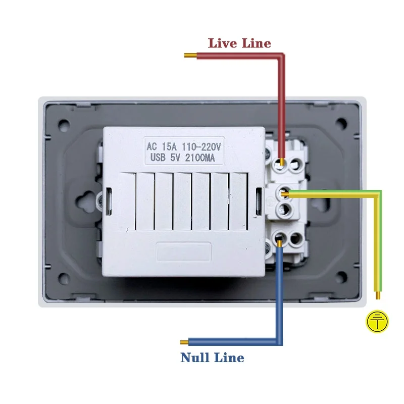 Panel de acero inoxidable ELEGAN, enchufes estándar US TH, adaptador de enchufe para electrodomésticos inteligentes de pared USB tipo c 3.1A, carga rápida