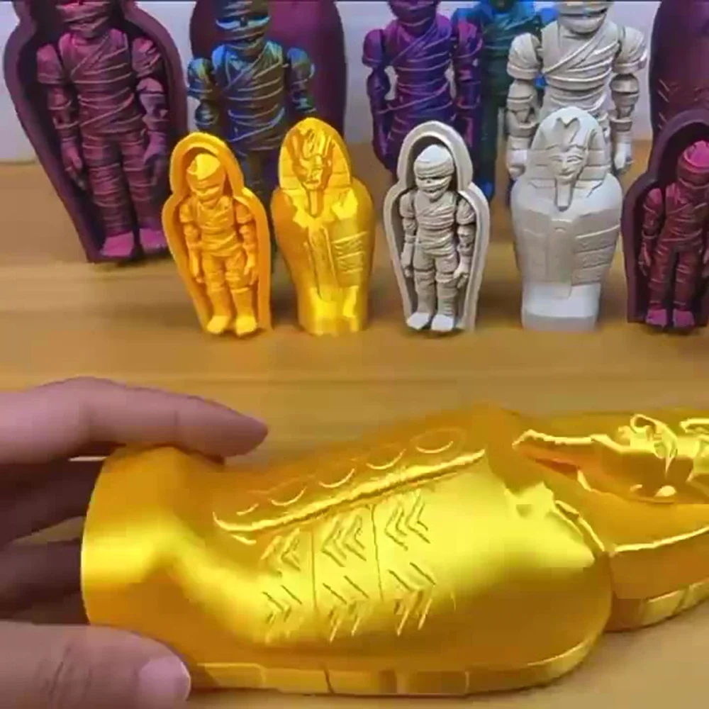 Creative Realistic Movable Mummy + Sphinx Set 3D Printed Toy Model Mummy Decorative Gifts Egyptian Pharaoh Decorative Ornament