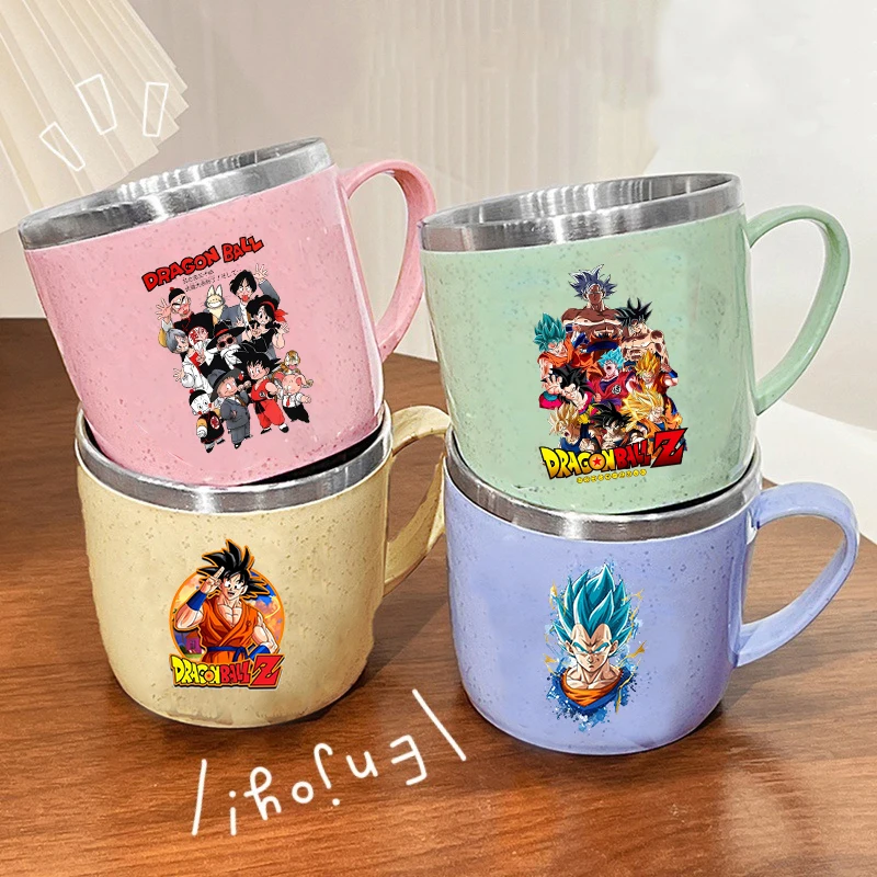 

New Dragon Ball Water Cup Cartoon Anime Cold Print Stainless Steel Water Glass Double Layered Heat-resistant Coffee and Milk Mug