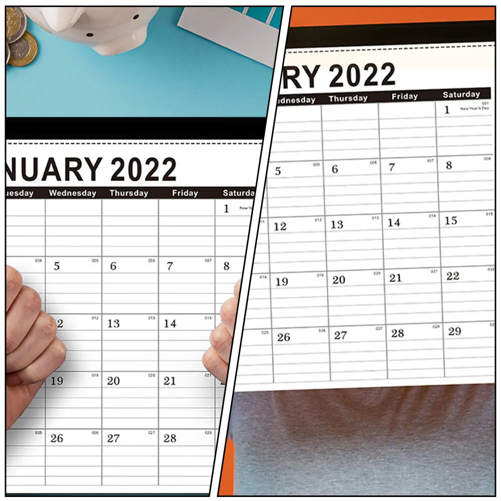 

1Pcs English Calendar Hanging Wall Calendar 18 Months Clear Printing Holiday Markings Office Decor 2022 Plan