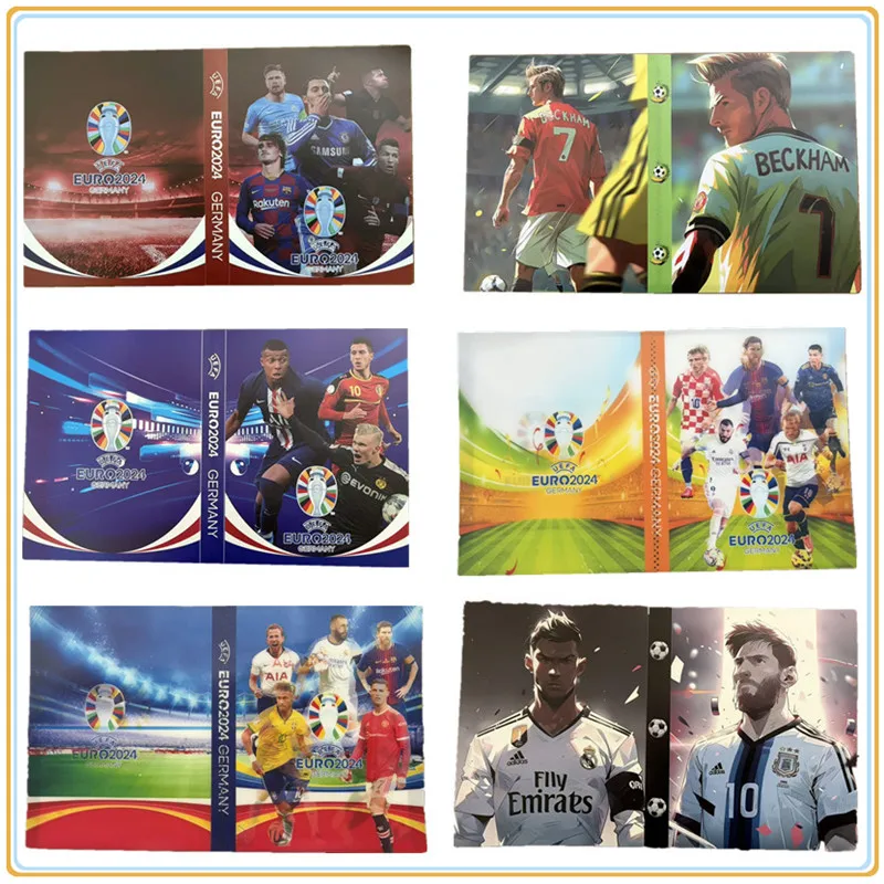 4grids 240Pcs Football Star Ronaldo Messi Mbappé Card Album Book Folder TCG Card Slots Collections Zipper Card Binder Holder