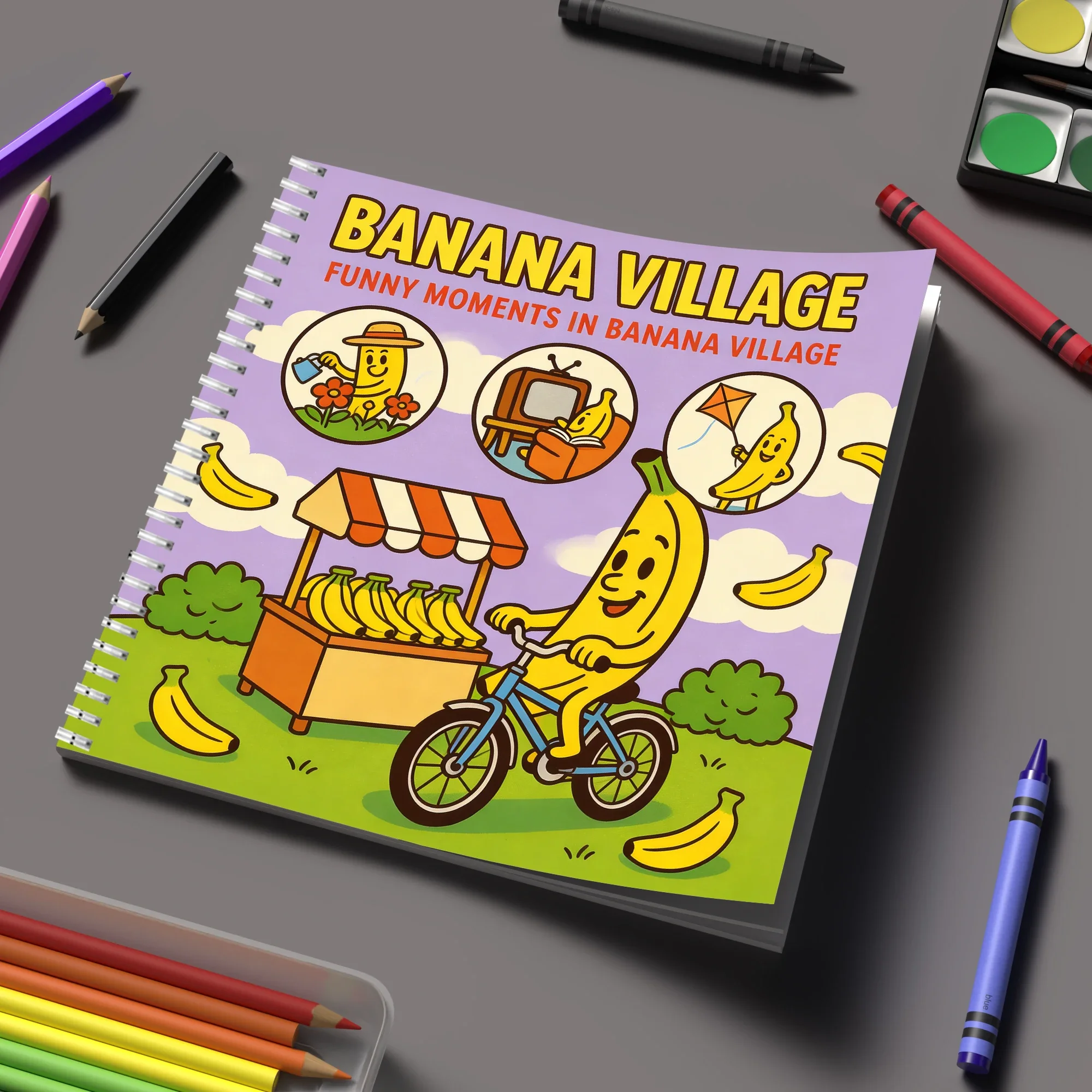 Banana Town Bold-easy Patterns Coloring Book for Adults Cute Drawing Book Perfect Gift for Birthday Back to School Art Supplies