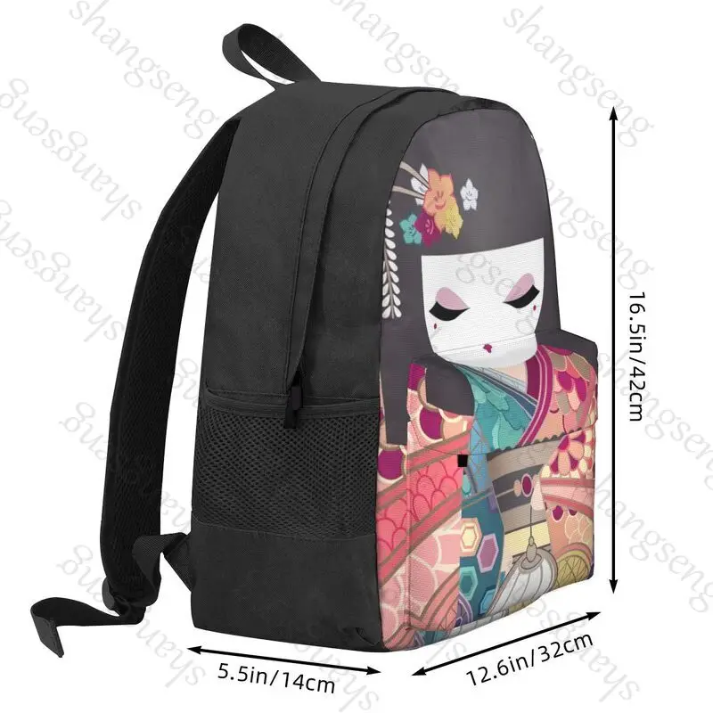 Cute Japanese red sakura doll Backpack School Suitable for student holiday and travel backpack laptop USB Backpack