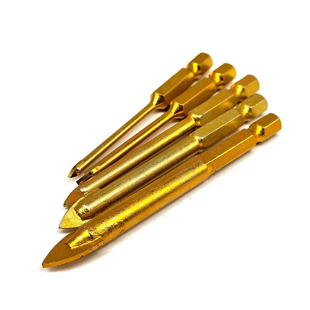 5Pcs Multifunctional Glass Drill Bits Set 3mm 4mm 6mm 8mm 10mm Hex Shank for Ceramic Tile Marble Mirror Glass Cutter