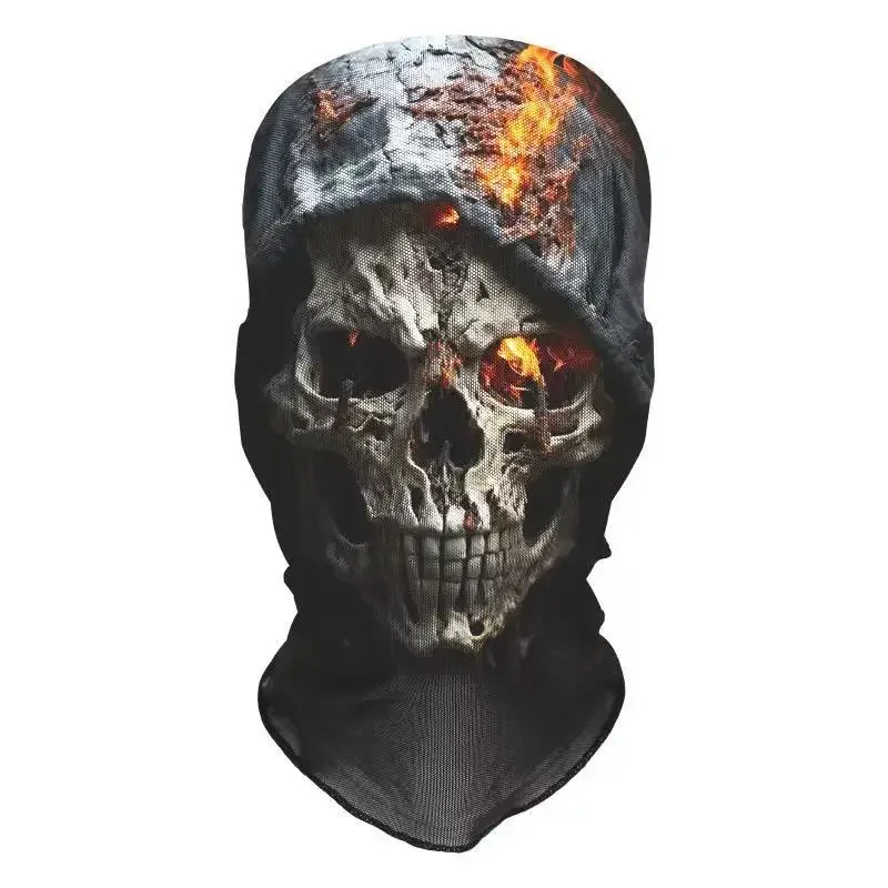 Halloween Skelett Maske elastische Mesh Kapuze gruselige Party Cosplay Prop atmungsaktive Gesichtsbedeckung Kapuze