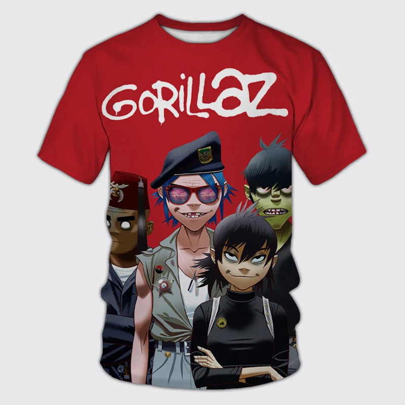 Gorillaz Rock Band T-Shirts 3D Print Summer Men\'s Woman Short Sleeve T Shirt Streetwear Oversized Harajuku Tops Tee Men Clothing