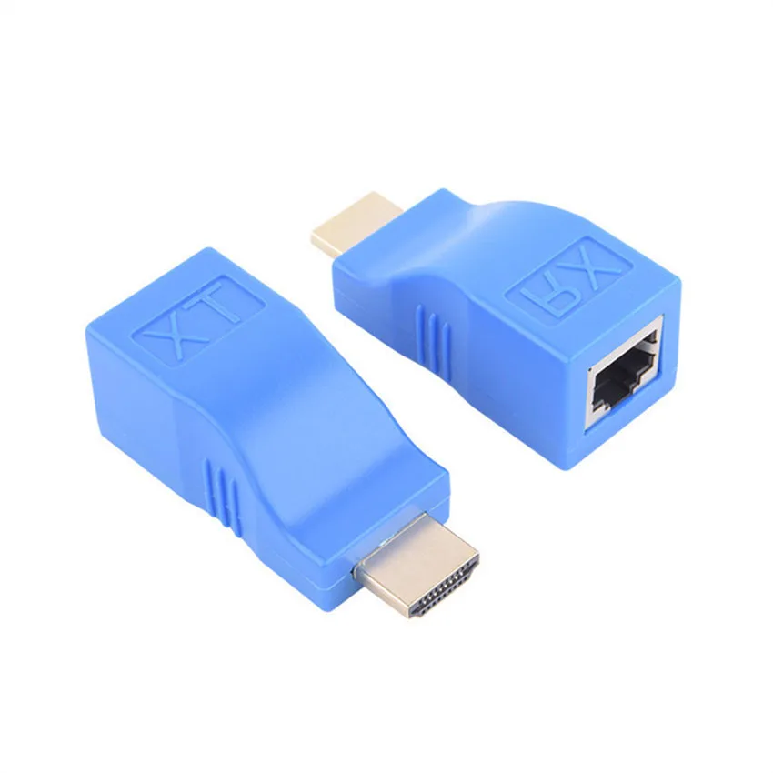 Video Extender HDMI-compatible to RJ45 4K 3D HDTV 1.4 Up to 30M Extension to RJ45 Over Cat 5E/6 Network LAN Ethernet Adapter