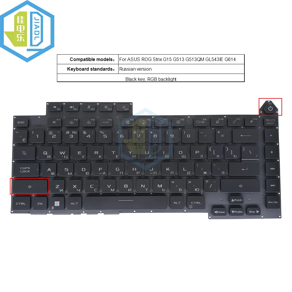 

UA Ukraine RU PreKey RGB Backlit Keyboard For ASUS ROG Strix G15 G513 G513QY G513QM G513Q GL543 Gaming Laptop RGB colorful KB