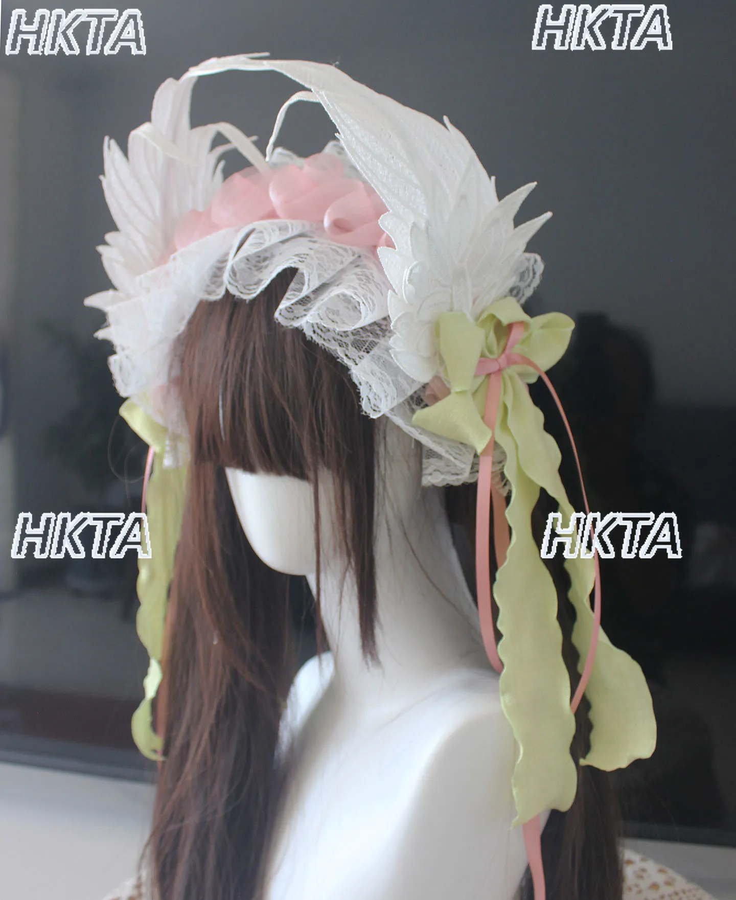Kawaii 귀여운 미적 날개 꽃 머리띠 여자 여자 깃털 수제 로리타 작은 헤어 액세서리 클립 Y2k 코스프레 머리띠