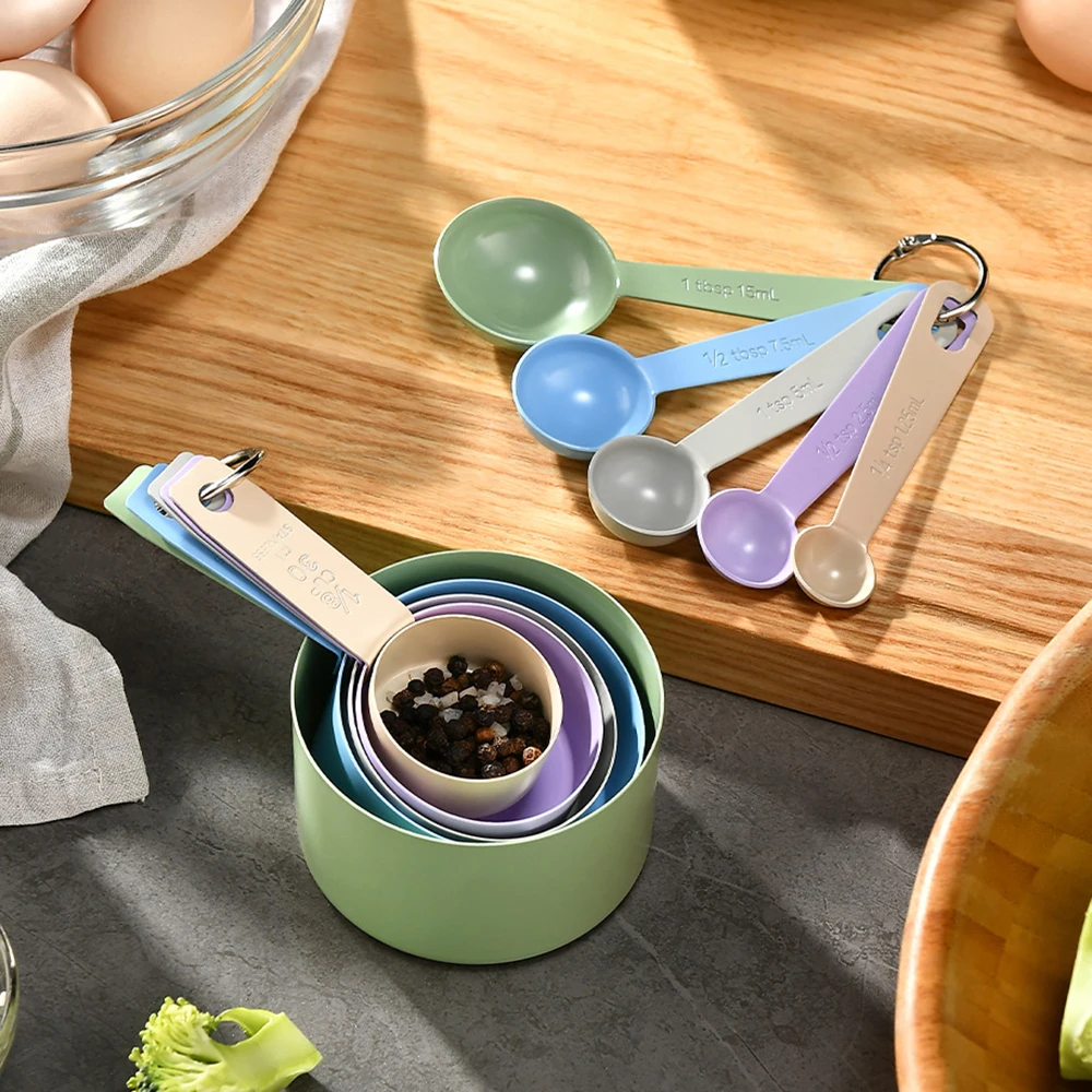 5/10Pcs Stainless Steel Measuring Cup and Spoon Set with Handle Accurate Scale Kitchen Tools for Baking Cooking Ingredients