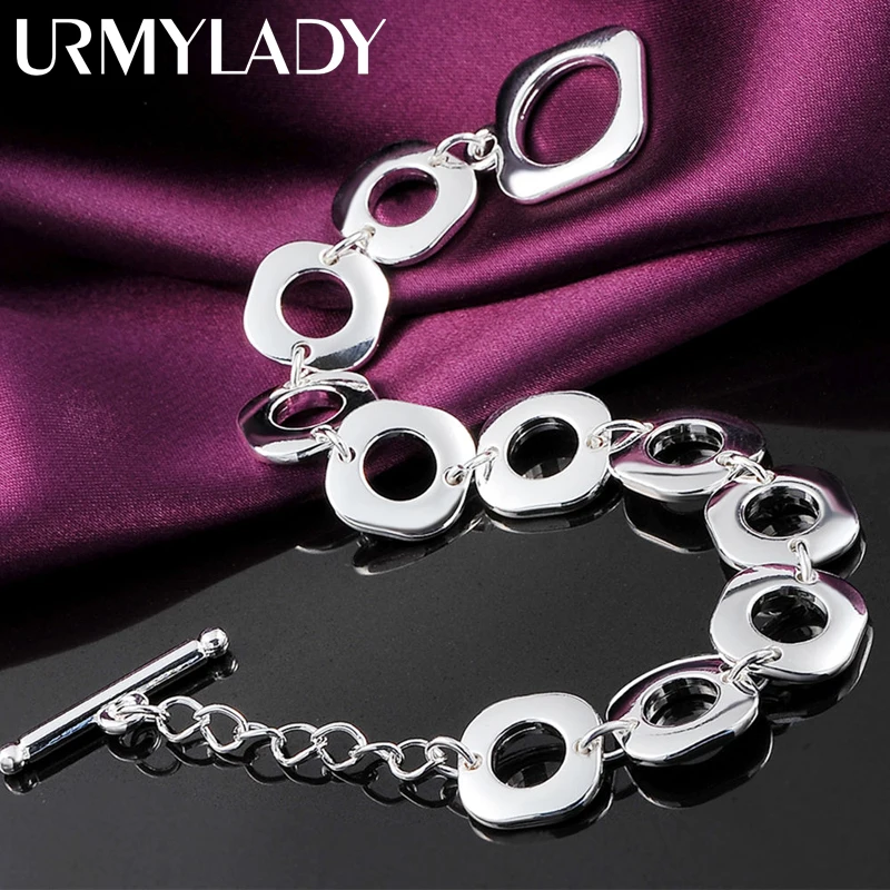 Hot 925 Sterling silver Bracelets classic fashion Square chain for woman Wedding party Christmas Gift high quality Jewelry