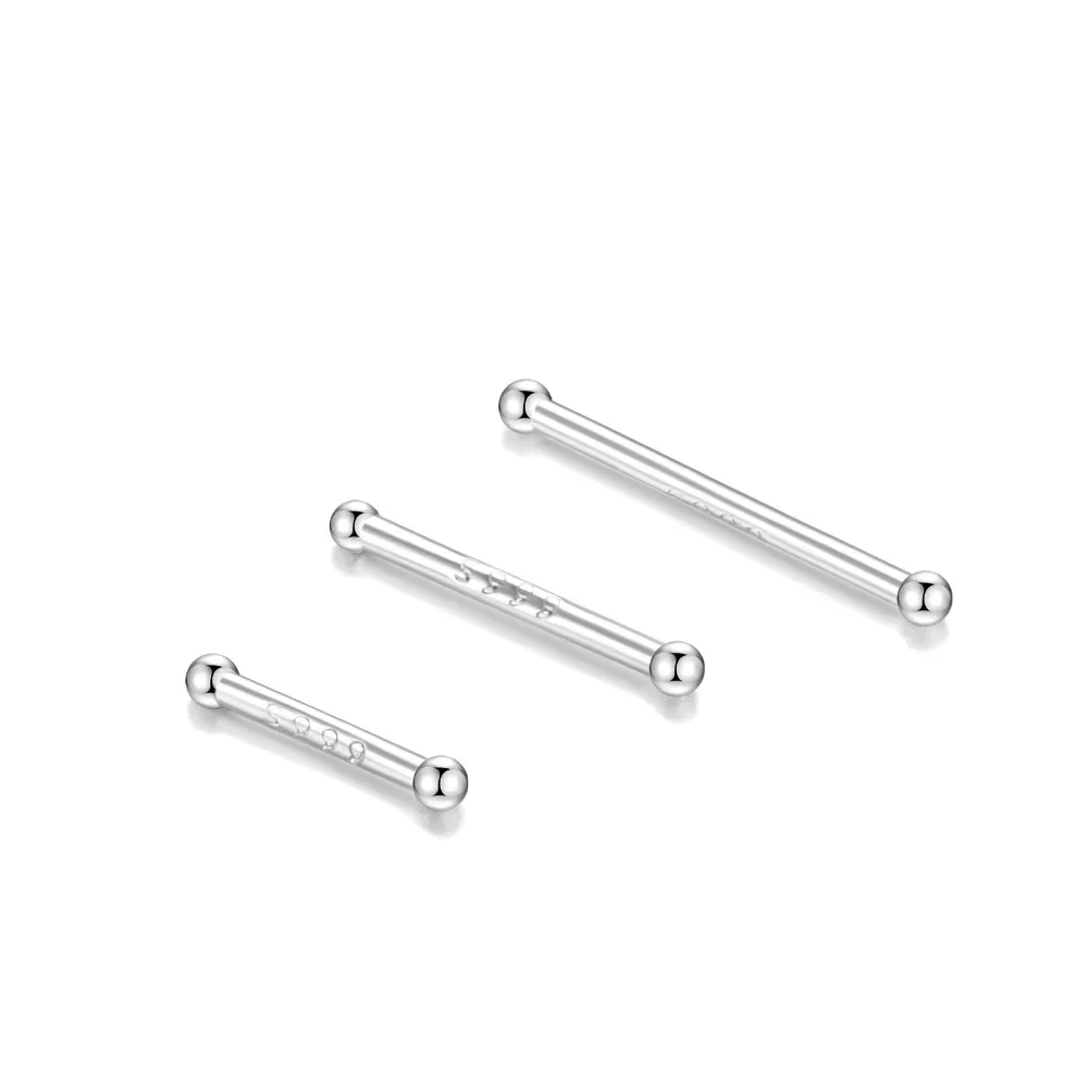 10pcs S999 Pure Silver Ear Studs for Sensitive Ears Healing Ear Piercing Multifunctional Ear Stick Nose Pin