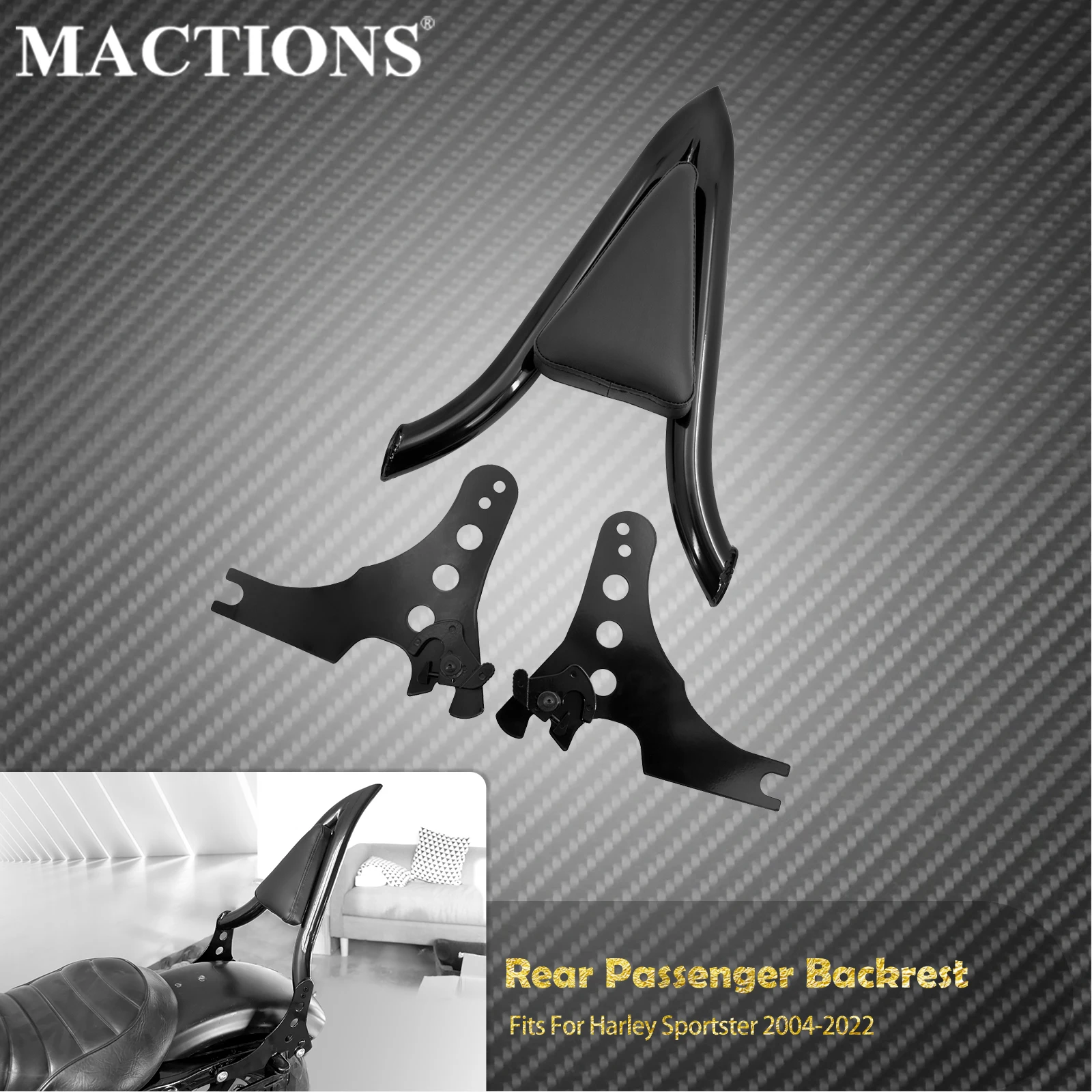 Motorcycle Detachable Rear Passenger Sissy Bar Backrest W/Pad For Harley Sportster XL 1200 883 48 72 Forty Eight Iron 2004-2022