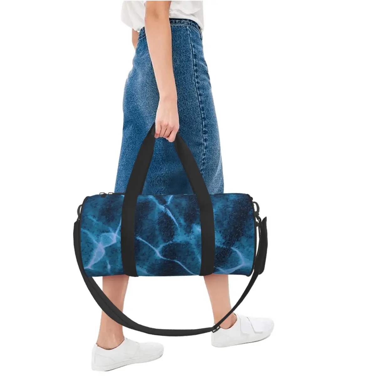 Saco de ginásio de água rasa cristalino mar viagem treinamento sacos esportivos das mulheres dos homens design acessórios de ginásio saco de fitness oxford bolsas