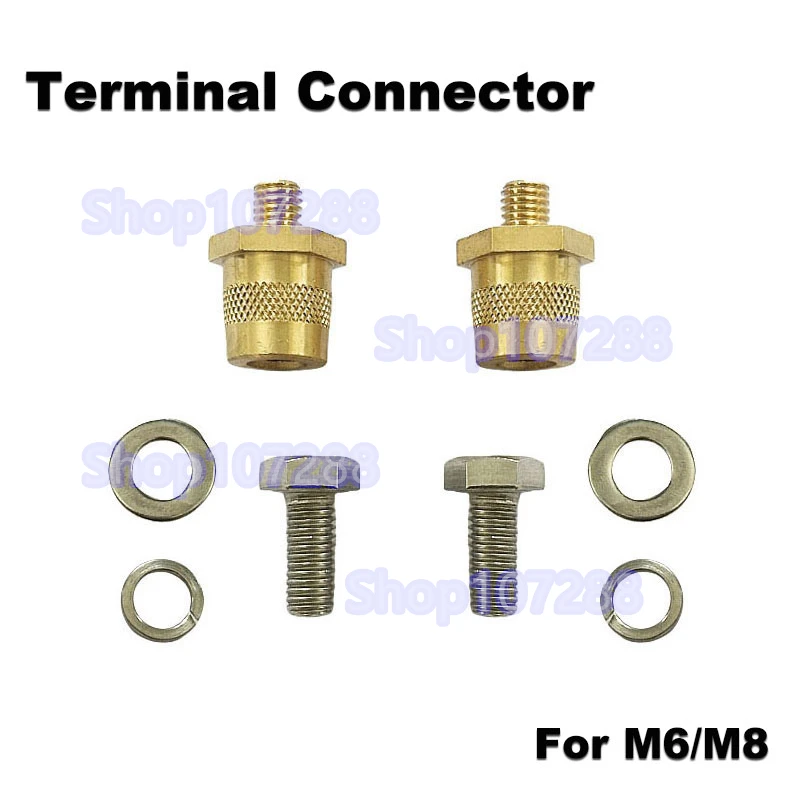 1 Pair Battery Pole Adapter Brass Battery Terminal Connector M6 Thread Positive Negative Battery Post Connector Terminal Adapter