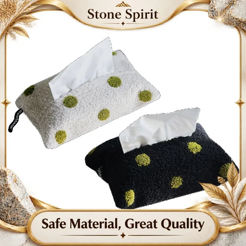 Fluffy Chocolate Bean Tissue Storage Bag - Soft Fabric Tissue Box for Dining Table, Living Room, Bedroom & Home Daily Use