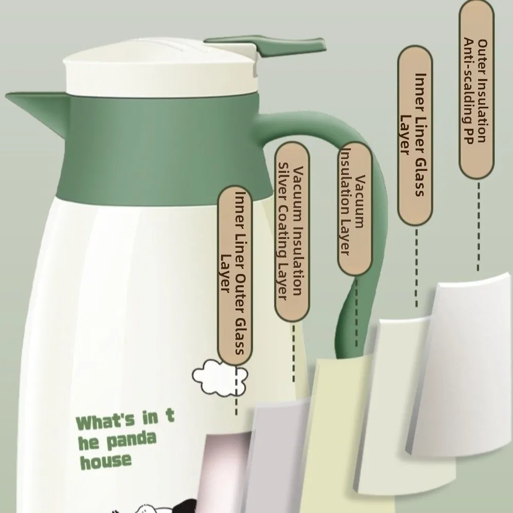 

Large Capacity Insulated Kettle Glass Inner Liner Leak Proof Thermos Bottle Thermal Insulation Panda Pattern Hot Water Bottle