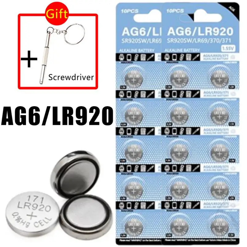 1.55V Button Battery AG6 371 SR920SW LR920 SR927 171 370 L921 SR920 Button Batteries For Watch Toys Remote Button Cell