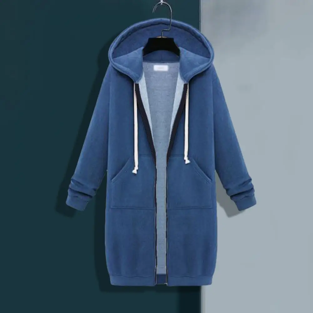 2023 Autumn Casual Women Long Hoodies Sweatshirt Coat Zip Up Outerwears Hooded Jacket Winter Pockets large Size Outwear Tops