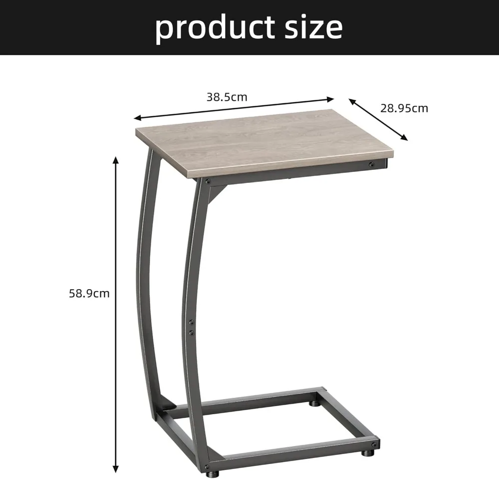 Curved Leg C-Shaped End Table Set of 2, Slide Under Sofa Side Table for Living Room Bedroom