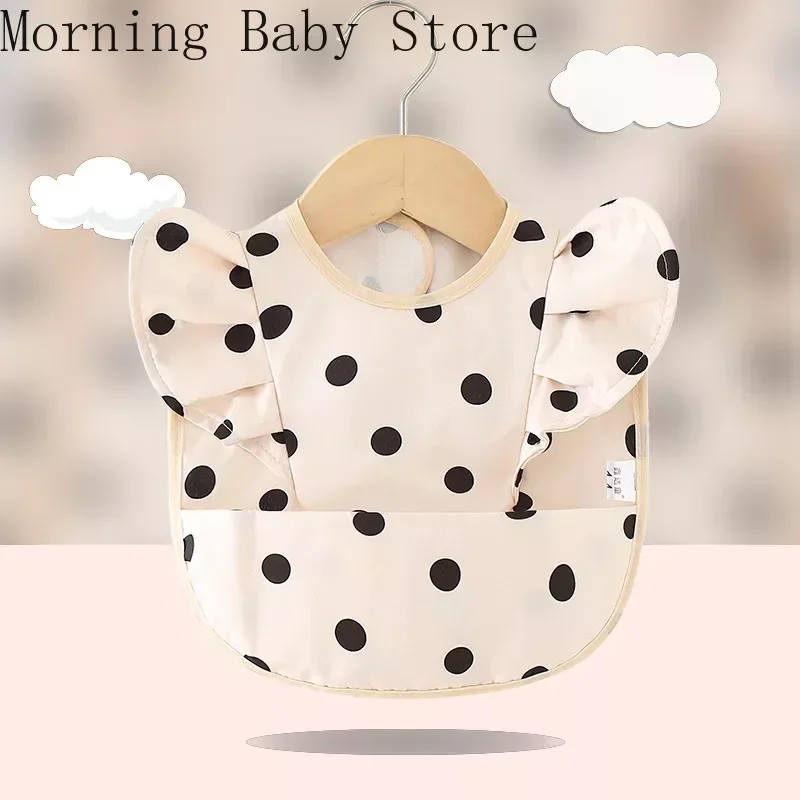 Cartoon Dots Baby Eating Bib para crianças, impermeável, anti-sujo, toalha de saliva infantil, avental de alimentação, panos sem mangas, meninos e meninas