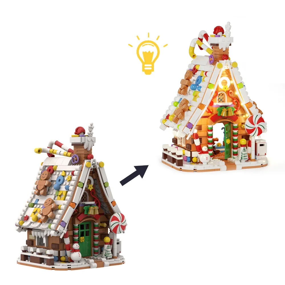 2025 New in Christmas Gingerbread Candy House Building Blocks Model Christmas Winter cozy cottage Bricks Assembly Toys Kid Gift