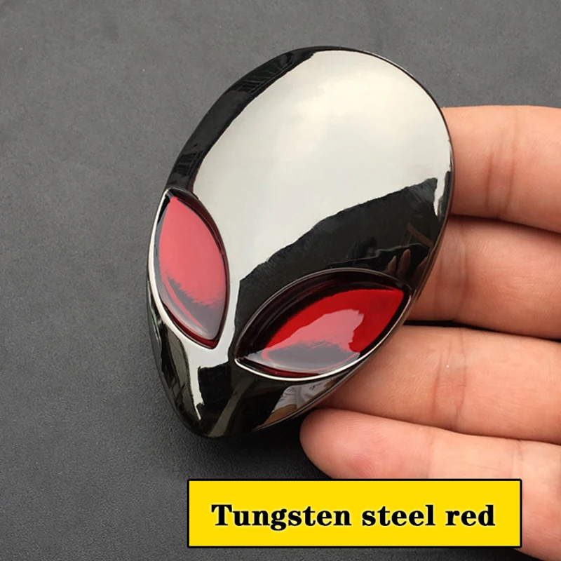 7.8x5.3cm Metal 3D Alienware Alien Head Auto Logo Sticker Vinyl Badge Emblem Motorcycle Car Head Cover Sticker Auto Body Styling