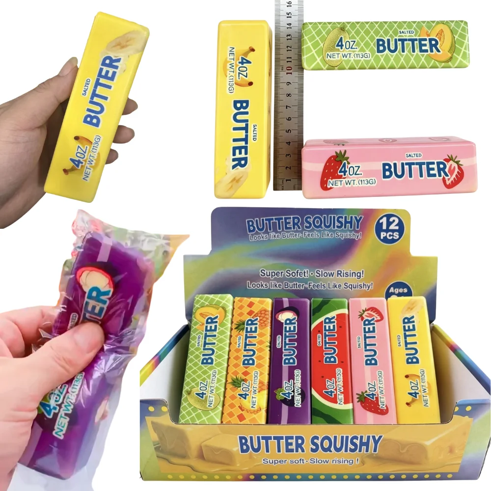 Hot 1-6PCS Fruit Butter Squishy Fidget Toys Slow Rebound Squeeze Toys Decompression Stress Relief Sensory Toys Party Favors