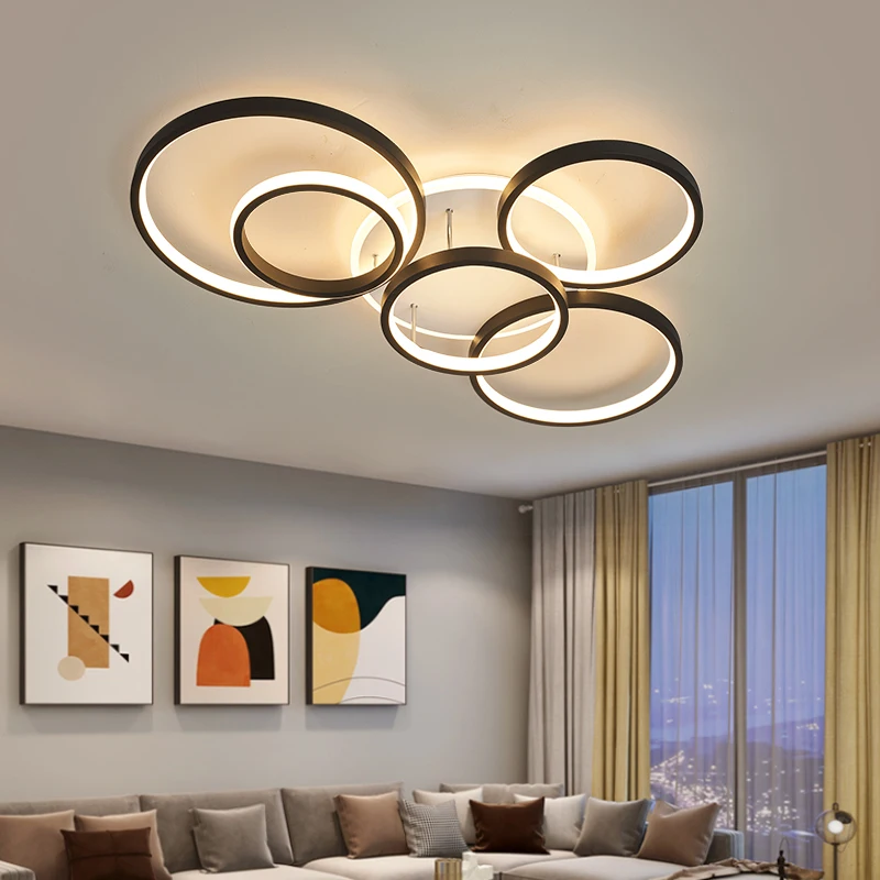 Modern LED Ceiling Light Dimmable App+RC for Living Room Bedroom Study Indoor 90-260V Black Gold Indoor Lighting Fixtures