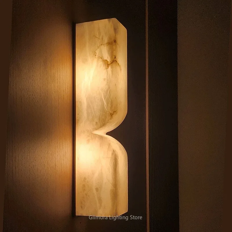 

Linear Brass & Marble Wall Sconce - Sleek Designer Nordic Light for TV Wall | Master Bedroom Premium Ambiance Decor Wall Light