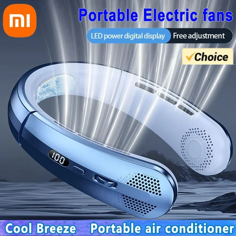 

Xiaomi 8000mAh Mini Neck Hanging Fan Aphylly Digital Display Rechargeable Portable Silent Air Cooler Household Cooling Appliance