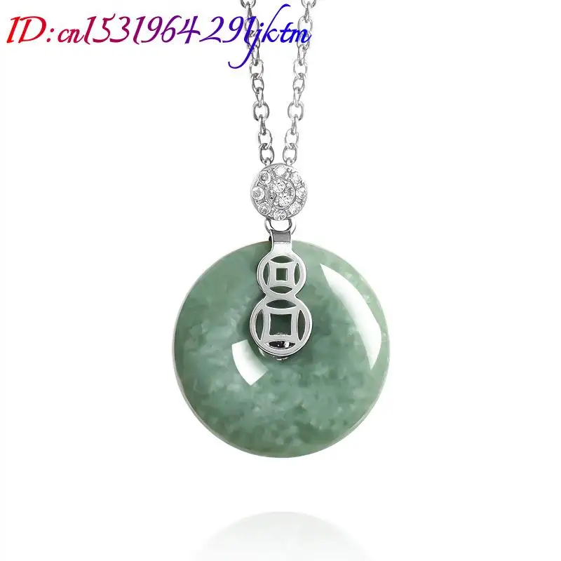 Burmese Jadeite Donut Pendant Necklace Vintage Gifts for Women Burmese Jade Carved Amulet Natural Gemstone 925 Silver Luxury 2