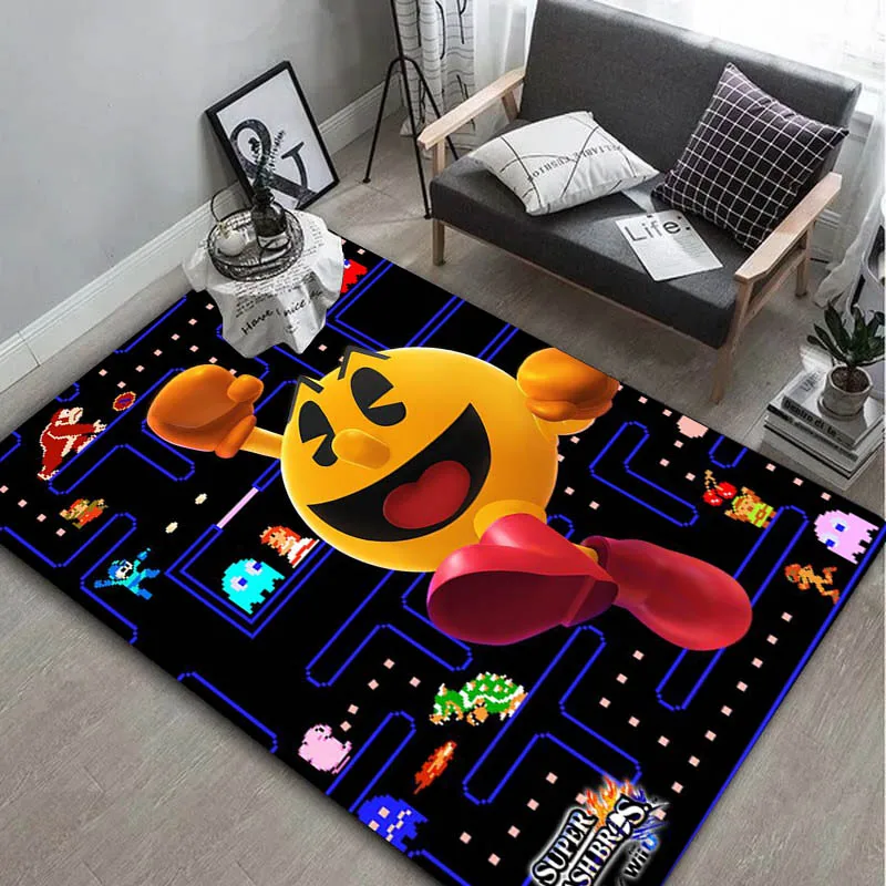 3D Gaming Map P-PAC-M-MAN Cartoon Carpet Rug Art for Room Decor Home Bedroom Sofa Gifts Game Area Rug Non-slip Floor Mat Present