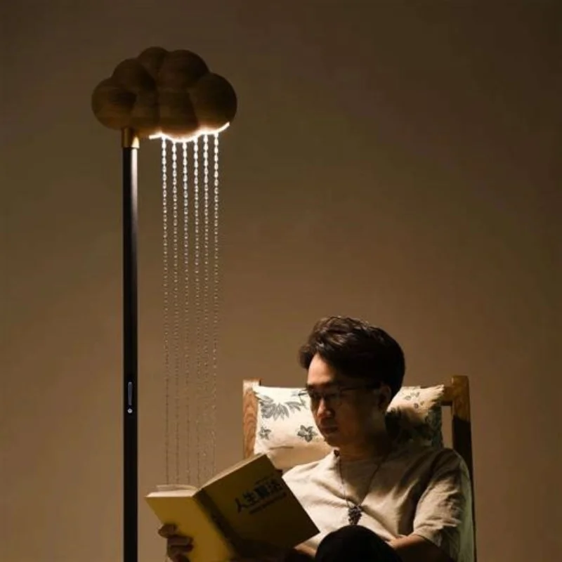 وابي سابي نمط خشب متين كريستال مصباح أرضي غرفة المعيشة أريكة حافة الدائمة ضوء تصميم تحسس غرفة الديكور أباجورة LED #1