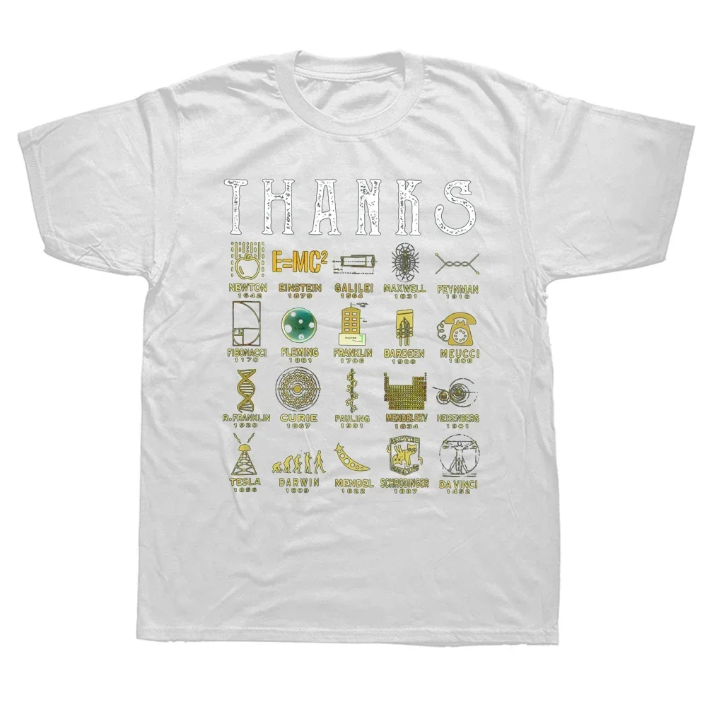 Retro Distressed Great Scientists Achievement Symbol Grid Graphic Short Sleeve Tee Summer Unisex Loose Crew Neck Nerd T Shirts