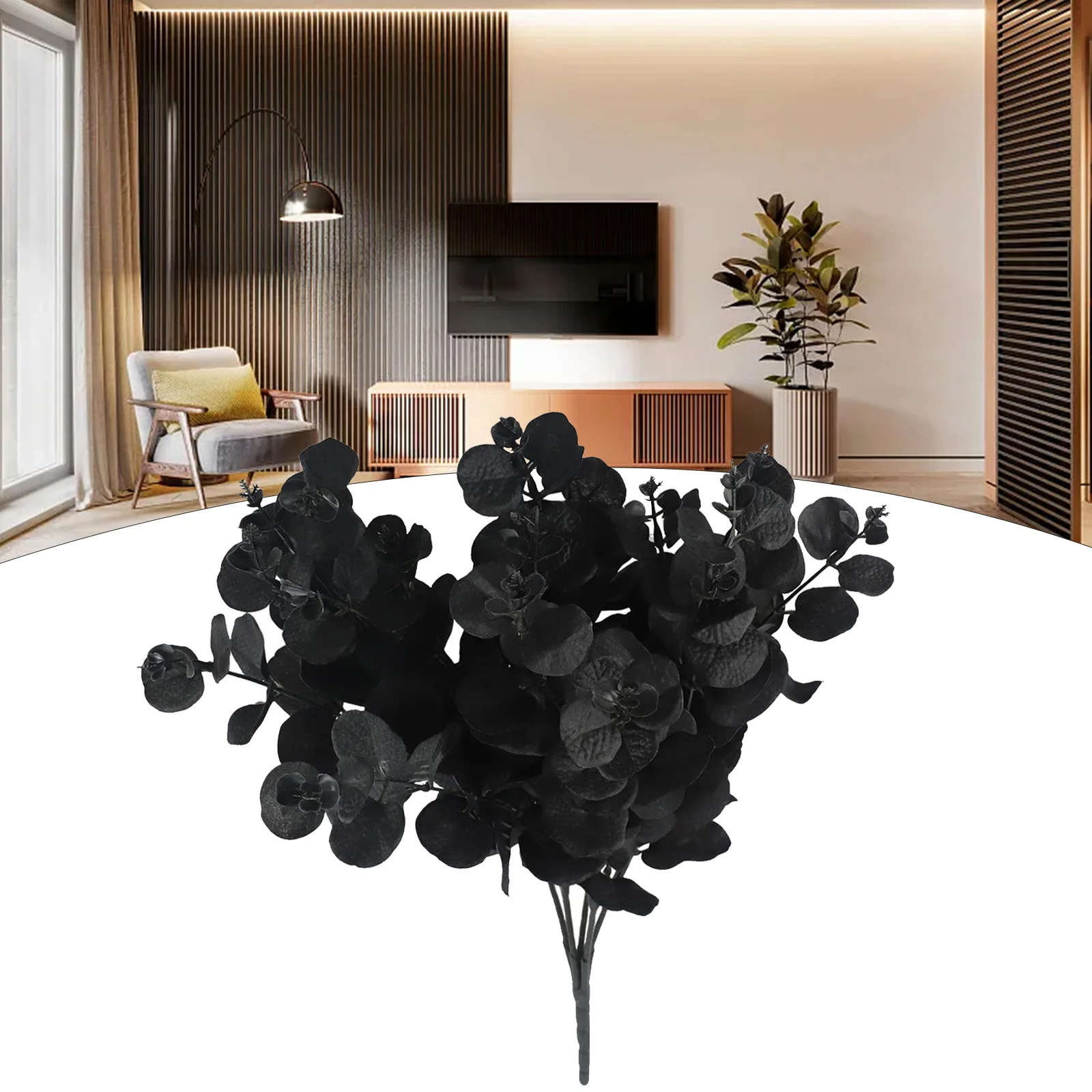 Black Artificial Flower Eucalyptus Leaves Plants Wall Material Decorative Lifelike Fake Plants For Home Shop Garden Party Decor