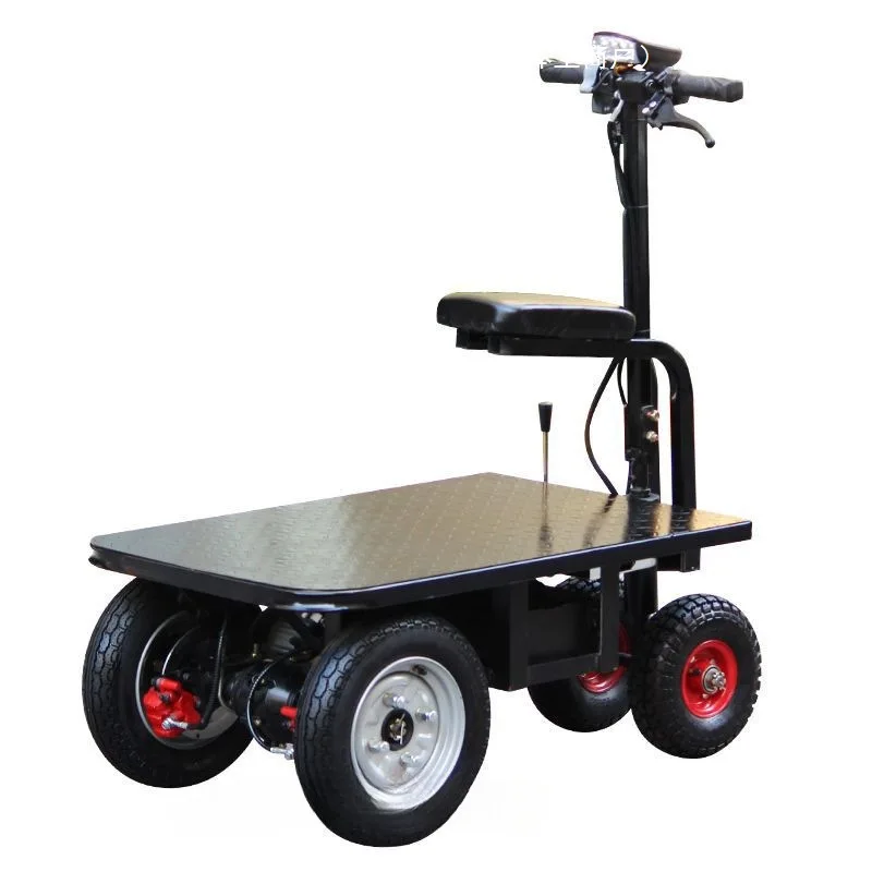 Ride‑on Electric Flatbed Trolley 500kg Load Capacity 4‑Wheel Powered Warehouse Transport Cart Industrial Material Handling Wagon