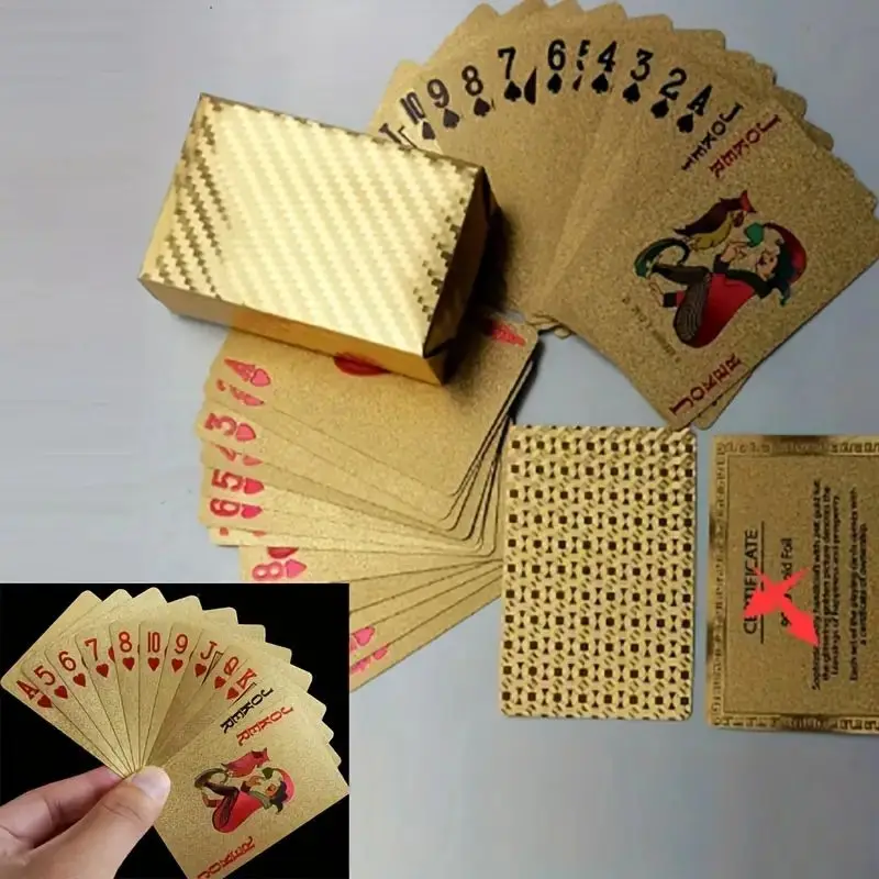 55pcs Plastic High Quality Poker Cards Golden Rose Magic Waterproof Playing Cards Game 5.7 x 8.7CM