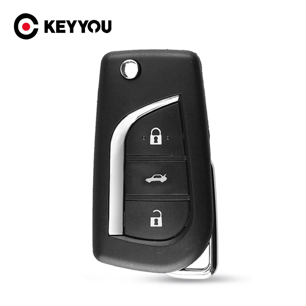 

KEYYOU 10X New 3 Buttons Car Flip Folding Key Shell Blank Remote Fob Case For Toyota Corolla EX New VIOS Key Toy43 Blade