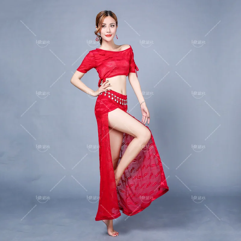 

Belly Dance Top Long Skirt Set Practice Clothes Sexy Women Suit Modern Dance Performance Oriental Carnival Costume Dance Wear